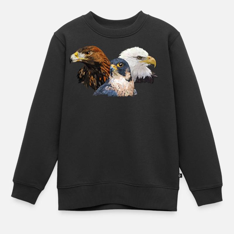 Faucon pèlerin et aigles - Sweat Premium enfant bio - noir