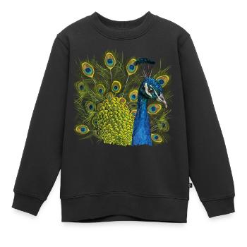 Pfau - Kinder Premium Organic Sweatshirt - Schwarz - Vorne - AI Model Kid Female (0cm)