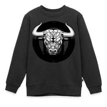 Stier Rind Spanien Hörner Hufe Kuh Rinder wild - Kinder Premium Organic Sweatshirt - Schwarz - Vorne - AI Model Kid Female (0cm)