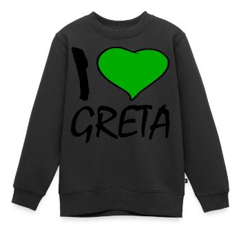 I love greta - Kinder Premium Organic Sweatshirt - Schwarz - Vorne - AI Model Kid Female (0cm)