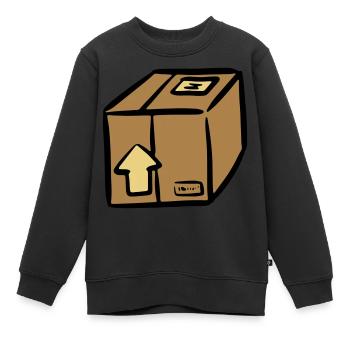 Service de colis package package paquet Livraison de colis - Sweat Premium enfant bio - noir - Devant - AI Model Kid Female (0cm)
