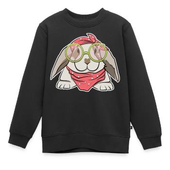 Lapin avec lunettes de cadeau de Rockabilly doux - Sweat Premium enfant bio - noir - Devant - AI Model Kid Female (0cm)