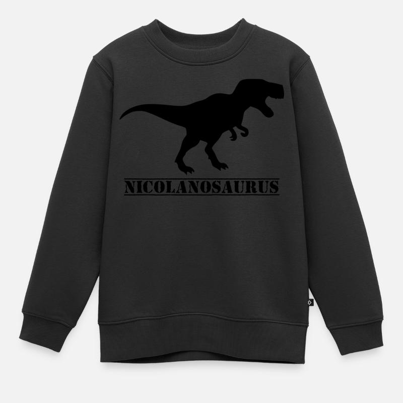 Nicolas dinosaure - Sweat Premium enfant bio - noir