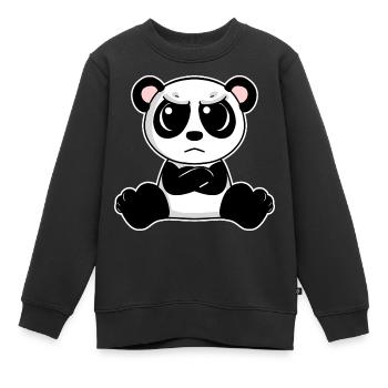 Niedlicher Panda ist genervt - Kinder Premium Organic Sweatshirt - Schwarz - Vorne - AI Model Kid Female (0cm)