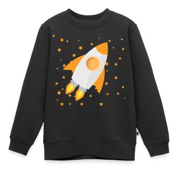 Design rocket and stars for children yourself - Kids Premium Organic Sweatshirt - black - Front - AI Model Kid Female (0cm)