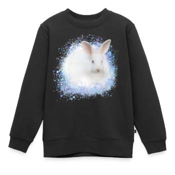 lapin blanc, lapin, graffiti, bleu - Sweat Premium enfant bio - noir - Devant - AI Model Kid Female (0cm)