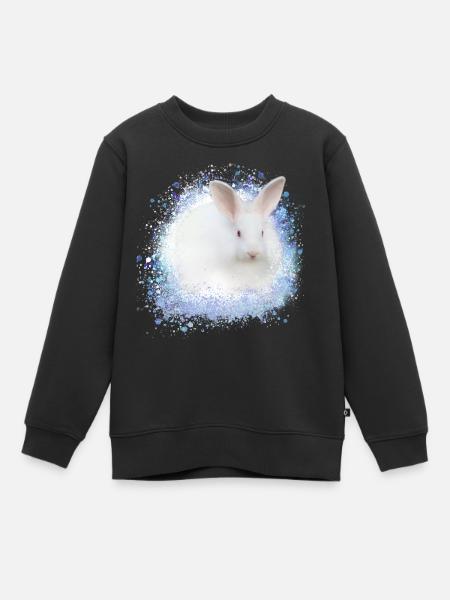 lapin blanc, lapin, graffiti, bleu - Sweat Premium enfant bio - noir