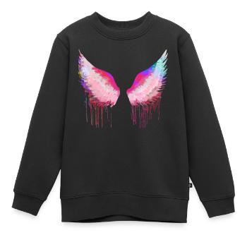 Ailes, ailes d’ange, ailes d’ange, colorées - Sweat Premium enfant bio - noir - Devant - AI Model Kid Female (0cm)