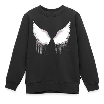 Ailes, ailes d’ange, ailes d’ange, blanc, graffiti - Sweat Premium enfant bio - noir - Devant - AI Model Kid Female (0cm)