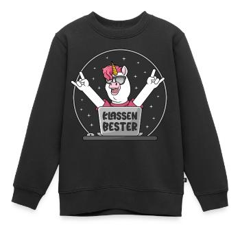 Bester in der Klasse Schule Einhorn Klassenbester - Kinder Premium Organic Sweatshirt - Schwarz - Vorne - AI Model Kid Female (0cm)