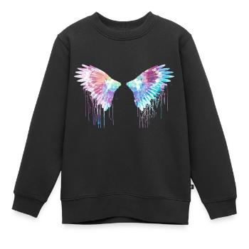 Ailes, ailes d’ange, ailes d’ange, colorées - Sweat Premium enfant bio - noir - Devant - AI Model Kid Female (0cm)