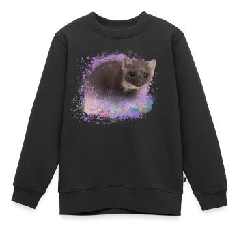 iltis,martre,furets,graffiti,peinture - Sweat Premium enfant bio - noir - Devant - AI Model Kid Female (0cm)