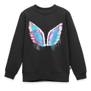 angelwings,flügel,aquarell,pastell,engelsflügel - Kinder Premium Organic Sweatshirt - Schwarz - Vorne - AI Model Kid Female (0cm)