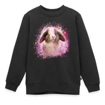 lapin, lapin, bleu, graffiti, peinture, - Sweat Premium enfant bio - noir - Devant - AI Model Kid Female (0cm)