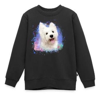 West Highland White Terrier,terrier,hund,graffiti - Kinder Premium Organic Sweatshirt - Schwarz - Vorne - AI Model Kid Female (0cm)