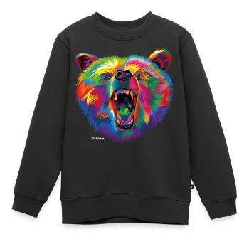 PD Moreno Ours coloré - Sweat Premium enfant bio - noir - Devant - AI Model Kid Female (0cm)