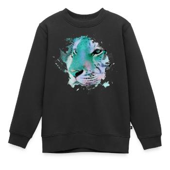 tigre, chat sauvage, bleu, peinture, graffiti, bleu - Sweat Premium enfant bio - noir - Devant - AI Model Kid Female (0cm)