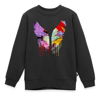 angelwings,flügel,aquarell,bunt,engelsflügel - Kinder Premium Organic Sweatshirt - Schwarz - Vorne - AI Model Kid Female (0cm)