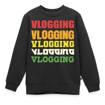 VLogging Vlogging Vlogging. Food Vlogger Geschenk - Kinder Premium Organic Sweatshirt - Schwarz - Vorne - AI Model Kid Female (0cm)
