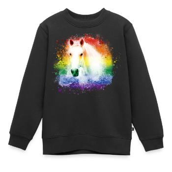 buntes Pferd ,Schimmel, Pferd ,regenbogen,grafftit - Kinder Premium Organic Sweatshirt - Schwarz - Vorne - AI Model Kid Female (0cm)