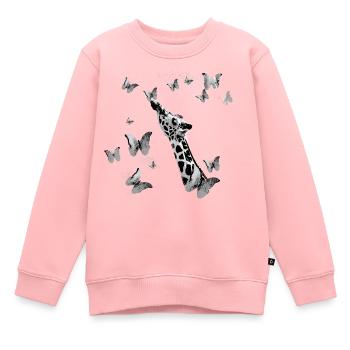 giraffe, schmetterlinge,hals,fliegen,bunt,malerei - Kinder Premium Organic Sweatshirt - Rosa - Vorne - AI Model Kid Female (0cm)