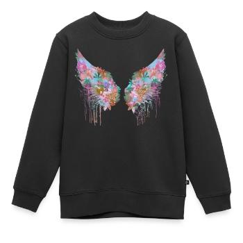 ailes d’ange, ailes, colorées, ailes d’ange, fleurs - Sweat Premium enfant bio - noir - Devant - AI Model Kid Female (0cm)