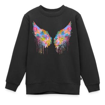 angelwings,flügel,bunt,engelsflügel,blumen - Kinder Premium Organic Sweatshirt - Schwarz - Vorne - AI Model Kid Female (0cm)