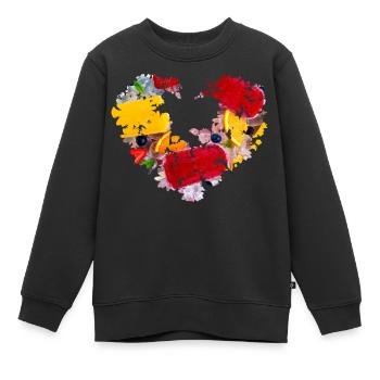 blumenherz,herz,blumen,foto,bunte blumen,eis - Kinder Premium Organic Sweatshirt - Schwarz - Vorne - AI Model Kid Female (0cm)