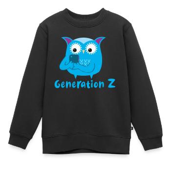 generation z,eule,smartfone,handy,immer am handy - Kinder Premium Organic Sweatshirt - Schwarz - Vorne - AI Model Kid Female (0cm)