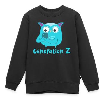 generation z,eule,smartfone,handy,immer am handy - Kinder Premium Organic Sweatshirt - Schwarz - Vorne - AI Model Kid Female (0cm)