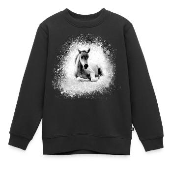 poney, rose, poulain, cheval, graffiti,peinture,gris - Sweat Premium enfant bio - noir - Devant - AI Model Kid Female (0cm)