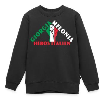 Georgia Meloni Héros italien - Sweat Premium enfant bio - noir - Devant - AI Model Kid Female (0cm)