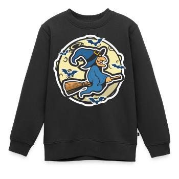 Sorcière au balai de sorcière Halloween - Sweat Premium enfant bio - noir - Devant - AI Model Kid Female (0cm)