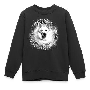 berger blanc , chien de berger , blanc , chien - Sweat Premium enfant bio - noir - Devant - AI Model Kid Female (0cm)