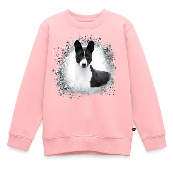 basenji,chien,graffiti,peinture - Sweat Premium enfant bio - rose - Devant - AI Model Kid Female (0cm)