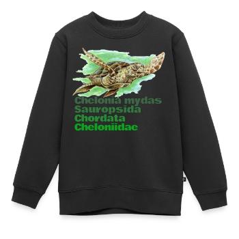 GRÜNE MEERESSCHILDKRÖTE - Kinder Premium Organic Sweatshirt - Schwarz - Vorne - AI Model Kid Female (0cm)