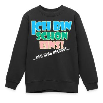 Ich bin eins der spaß beginnt 1 Jahr Geburtstag - Kinder Premium Organic Sweatshirt - Schwarz - Vorne - AI Model Kid Female (0cm)