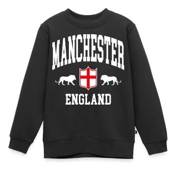 Manchester - Sweat Premium enfant bio - noir - Devant - AI Model Kid Female (0cm)