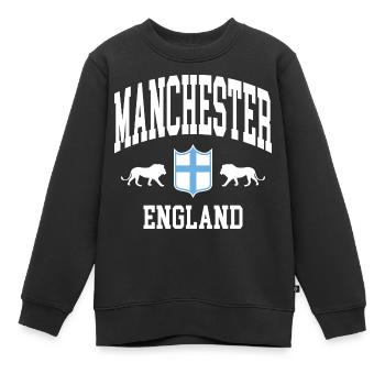 Manchester - Sweat Premium enfant bio - noir - Devant - AI Model Kid Female (0cm)