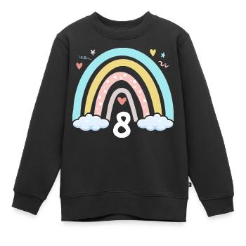8ème anniversaire Fille Arc-en-ciel Boho - Sweat Premium enfant bio - noir - Devant - AI Model Kid Female (0cm)