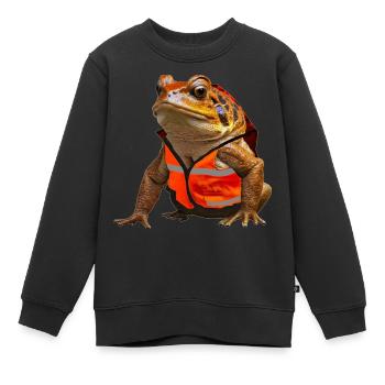 Sei kein Frosch und nutze deine Warnweste - Kinder Premium Organic Sweatshirt - Schwarz - Vorne - AI Model Kid Female (0cm)