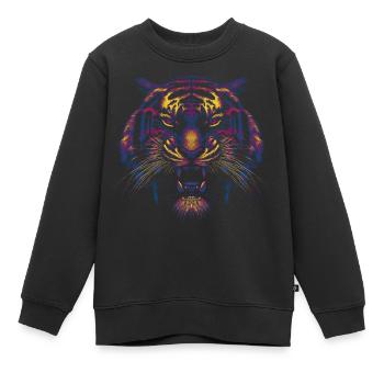 Farbiger Tigerkopf - Kinder Premium Organic Sweatshirt - Schwarz - Vorne - AI Model Kid Female (0cm)