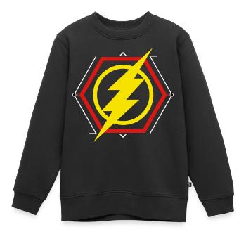 The Flash Gelber Blitz Symbol - Kinder Premium Organic Sweatshirt - Schwarz - Vorne - AI Model Kid Female (0cm)