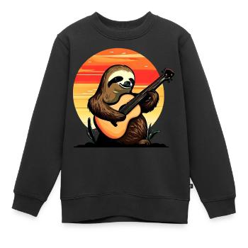 Musikalisches Faultier - Kinder Premium Organic Sweatshirt - Schwarz - Vorne - AI Model Kid Female (0cm)