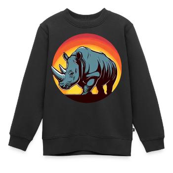 nashorn sunset rund - Kinder Premium Organic Sweatshirt - Schwarz - Vorne - AI Model Kid Female (0cm)