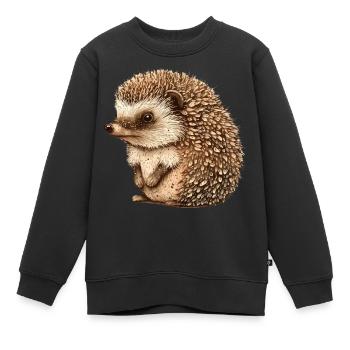 Süßer Vintage Igel - Kinder Premium Organic Sweatshirt - Schwarz - Vorne - AI Model Kid Female (0cm)