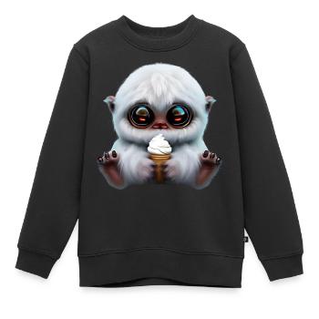 Yeti mit Softeis - Kinder Premium Organic Sweatshirt - Schwarz - Vorne - AI Model Kid Female (0cm)