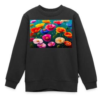 Mohnblumen, digitale Malerei - Kinder Premium Organic Sweatshirt - Schwarz - Vorne - AI Model Kid Female (0cm)
