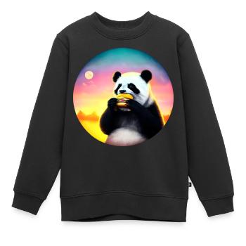 Panda au Cheeseburger Sunset - Sweat Premium enfant bio - noir - Devant - AI Model Kid Female (0cm)