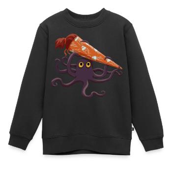 Octopus with school cone - Kids Premium Organic Sweatshirt - black - Front - AI Model Kid Female (0cm)